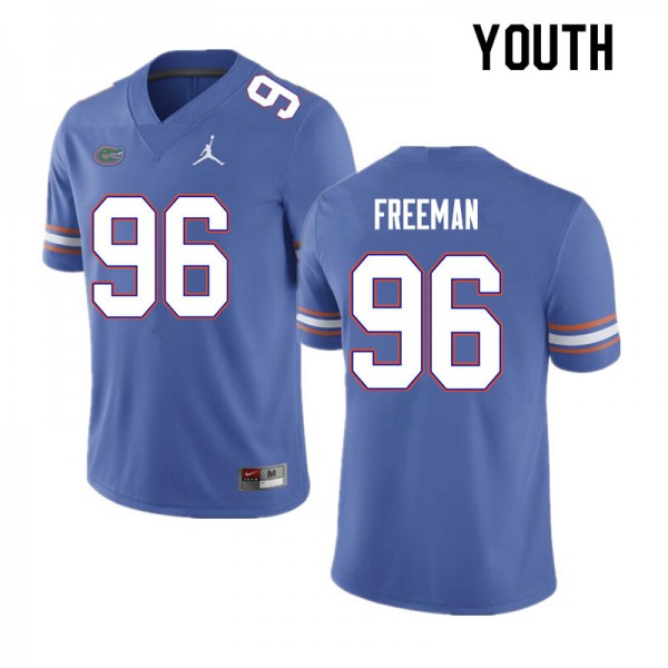 Youth #96 Travis Freeman Florida Gators College Football Jerseys Blue